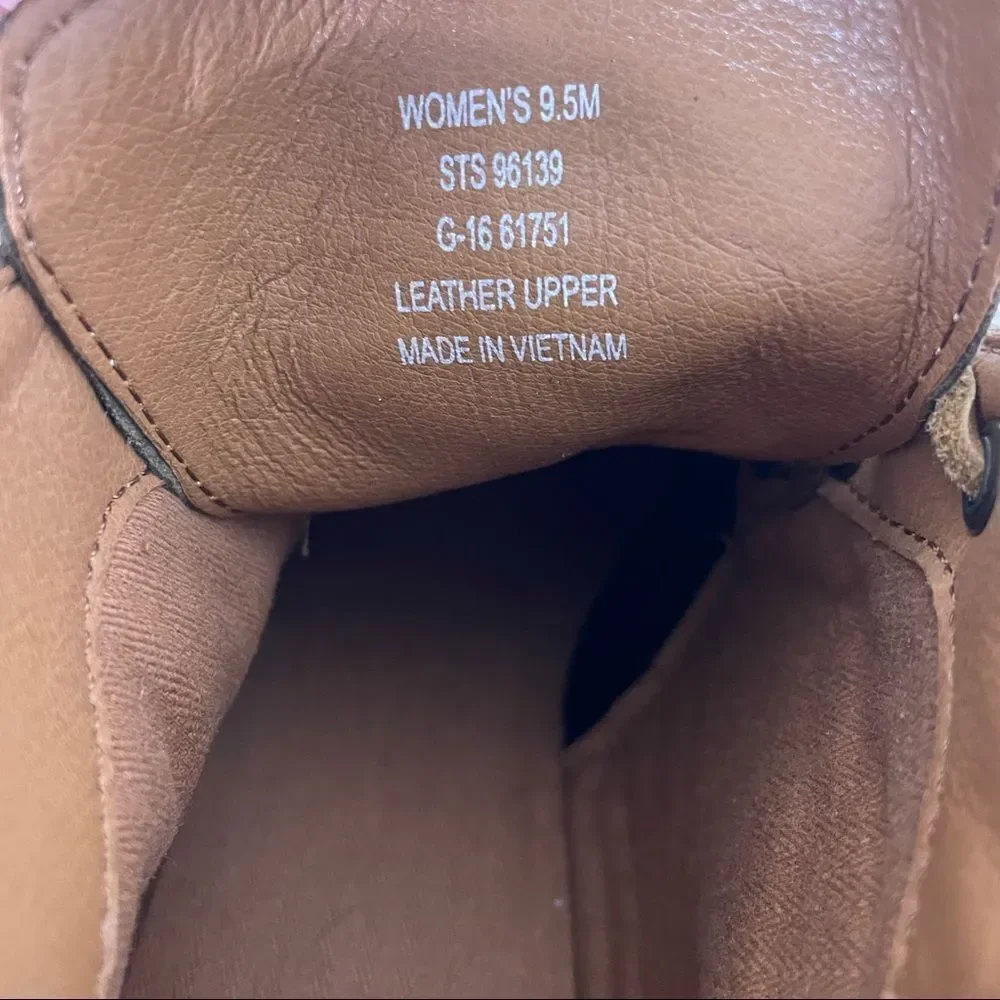 Sperry Top-Sider Tan Leather Lace‎ Up Wedge Booties size 9.5